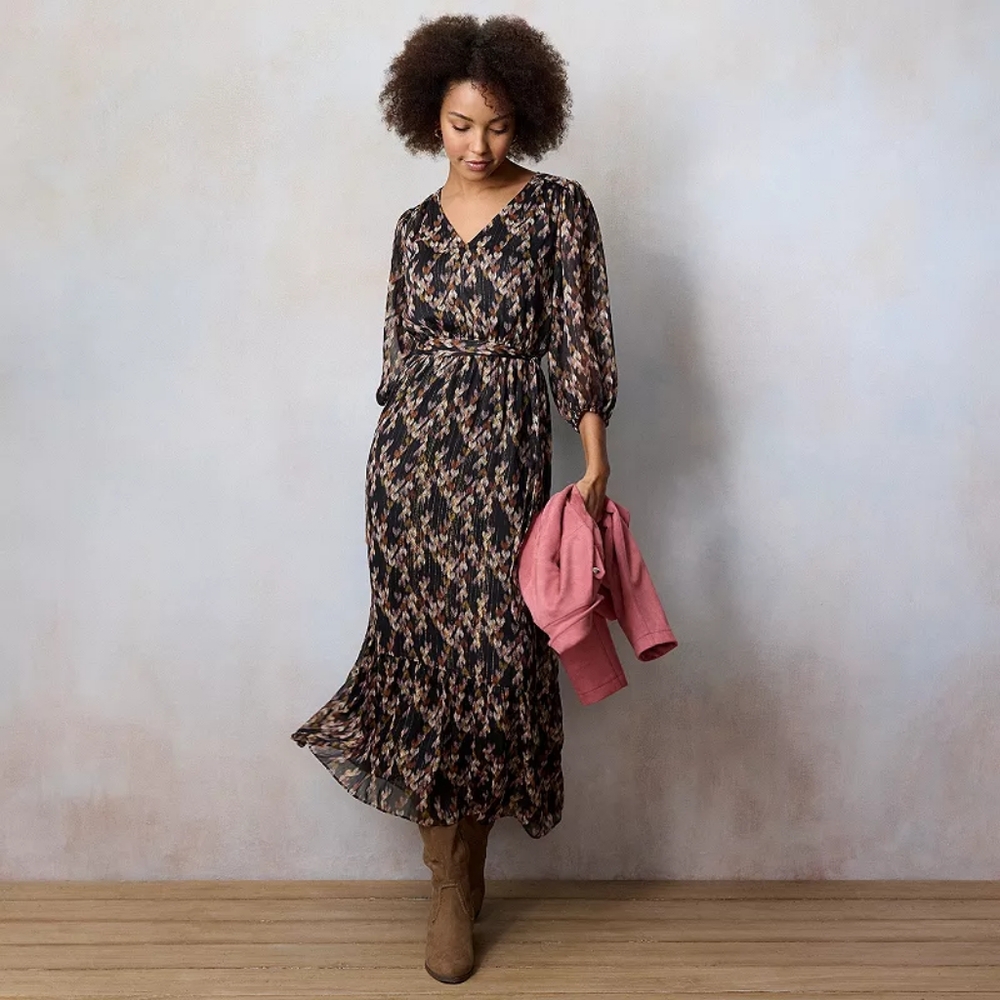 NWT LC Lauren Conrad Flowy Heart Print Maxi Dress